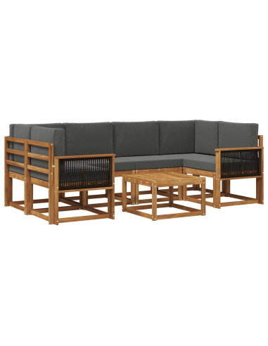 Set di divani da esterno con cuscino 5 pcs Naturale e Antracite