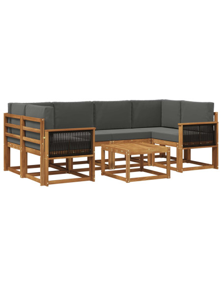 Set di divani da esterno con cuscino 5 pcs Naturale e Antracite