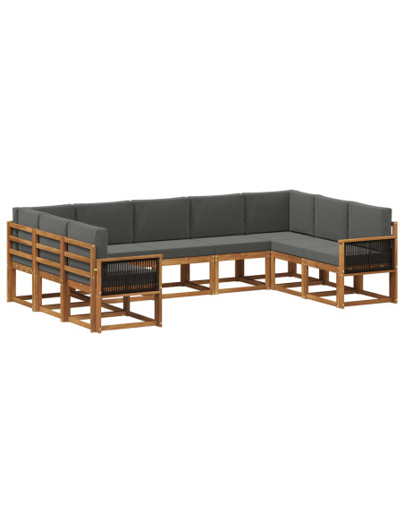 Set di divani da esterno con cuscino 9 pcs Naturale e Antracite