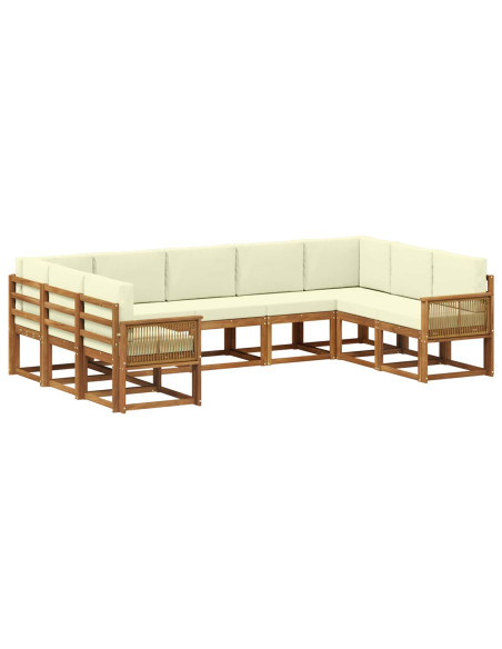 Set di divani da esterno con cuscino 9 pcs Naturale e Crema