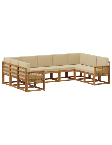 Set di divani da esterno con cuscino 9 pcs Naturale e Beige