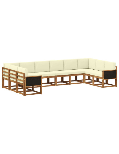 Set di divani da esterno con cuscino 10 pcs Naturale e Crema
