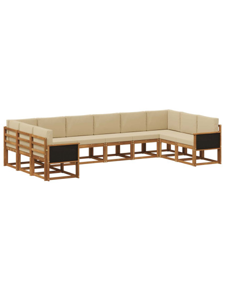 Set di divani da esterno con cuscino 10 pcs Naturale e Beige