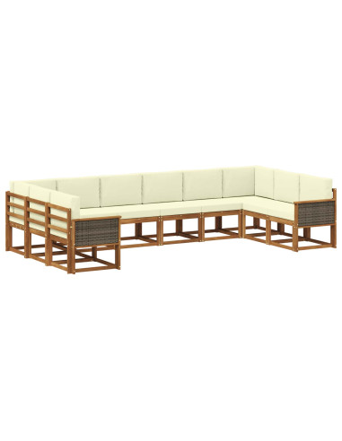 Set di divani da esterno con cuscino 10 pcs Naturale e Crema