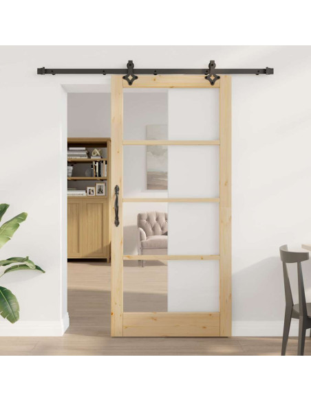 Porta scorrevole ORKDAL Naturale e Nero 93 x 202 cm
