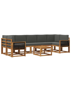 Set di divani da esterno con cuscino 6 pcs Naturale e Antracite