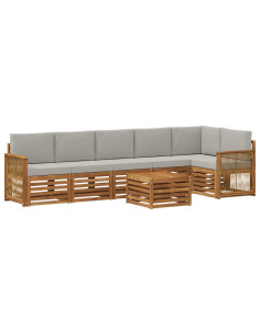 Set divano sezionale con cuscino 6 pcs Naturale e Grigio Chiaro