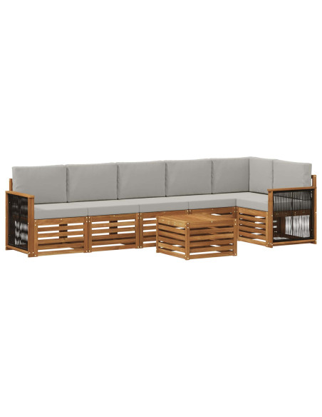 Set divano sezionale con cuscino 6 pcs Naturale e Grigio Chiaro