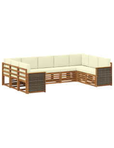 Set divano sezionale con cuscino 7 pcs Naturale e Crema