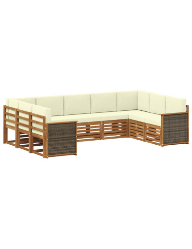 Set divano sezionale con cuscino 7 pcs Naturale e Crema