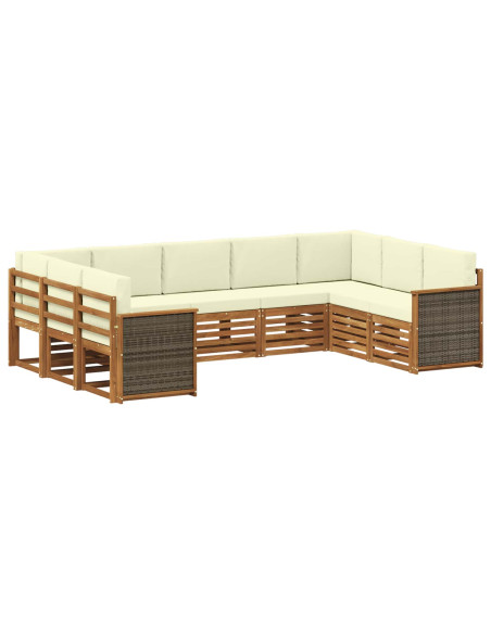 Set divano sezionale con cuscino 7 pcs Naturale e Crema