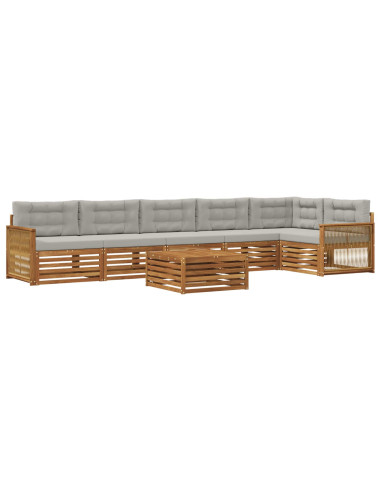 Set di divani da esterno 7 pcs Naturale e Grigio Chiaro