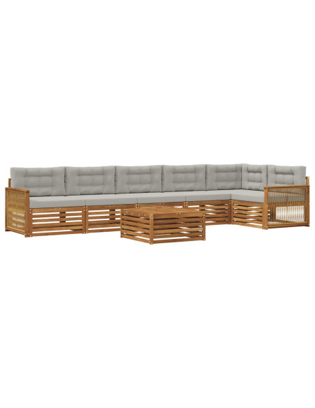 Set di divani da esterno 7 pcs Naturale e Grigio Chiaro