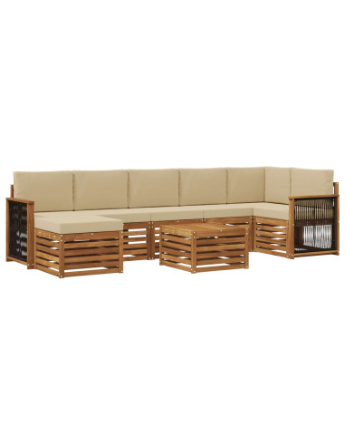 Set di divani da esterno con cuscino 7 pcs Naturale