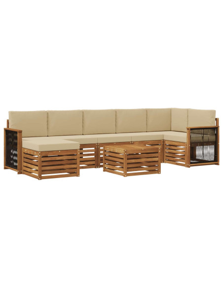 Set di divani da esterno con cuscino 7 pcs Naturale