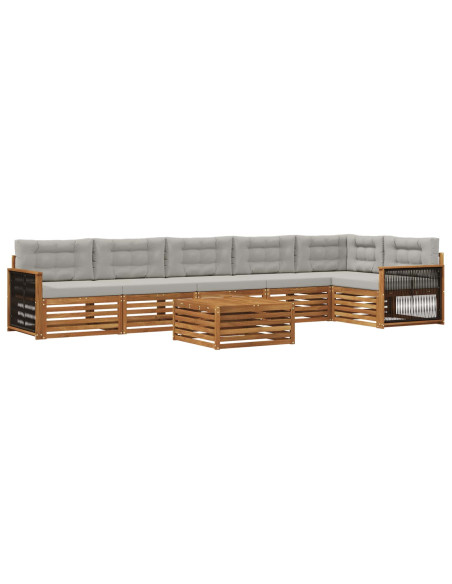 Set di divani da esterno 7 pcs Naturale e Grigio Chiaro