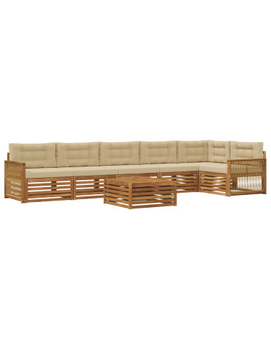 Set di divani da esterno con cuscino 7 pcs Naturale e Beige