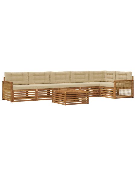 Set di divani da esterno con cuscino 7 pcs Naturale e Beige