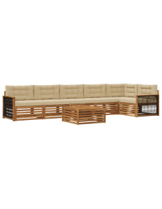 Set di divani da esterno con cuscino 7 pcs Naturale e Beige