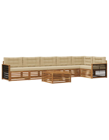Set di divani da esterno con cuscino 7 pcs Naturale e Beige