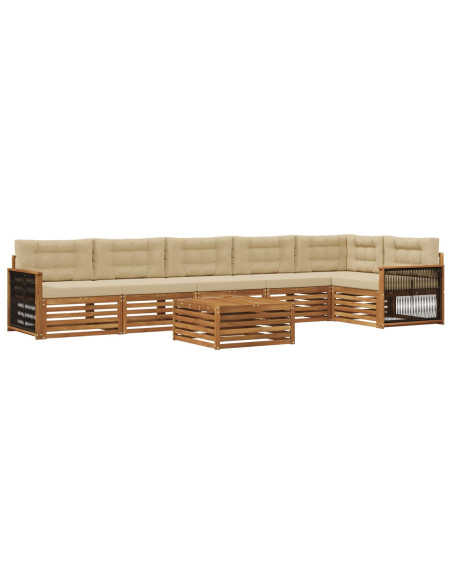 Set di divani da esterno con cuscino 7 pcs Naturale e Beige