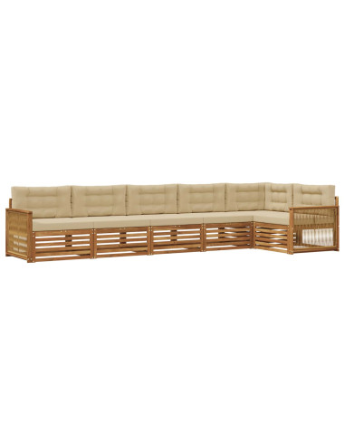 Set di divani da esterno con cuscino 6 pcs Naturale e Beige