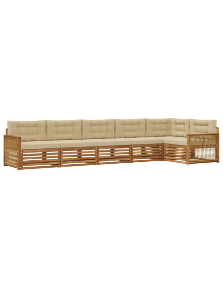 Set di divani da esterno con cuscino 6 pcs Naturale e Beige