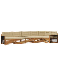 Set di divani da esterno con cuscino 6 pcs Naturale e Beige