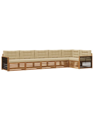 Set di divani da esterno con cuscino 6 pcs Naturale e Beige
