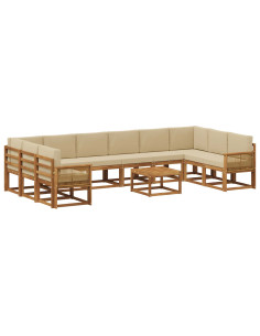Set di divani da esterno con cuscino 11 pcs Naturale e Beige