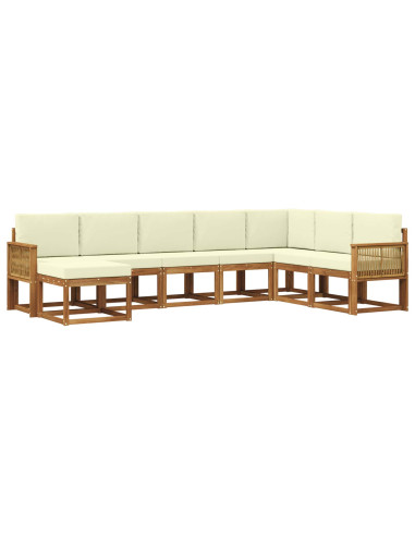 Set di divani da esterno con cuscino 8 pcs Naturale e Crema