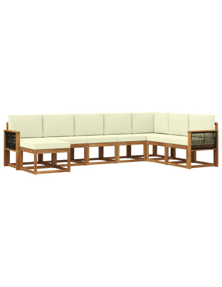 Set di divani da esterno con cuscino 8 pcs Naturale e Crema