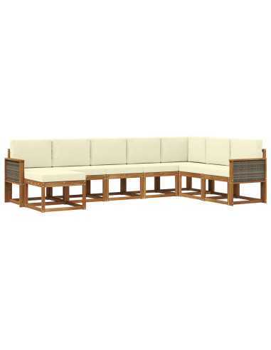 Set di divani da esterno con cuscino 8 pcs Naturale e Crema