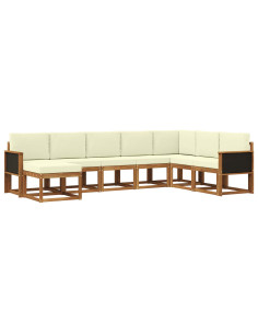 Set di divani da esterno con cuscino 8 pcs Naturale e Crema