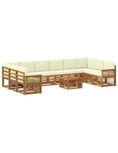 Set di divani da esterno con cuscino 8 pcs Naturale e Crema