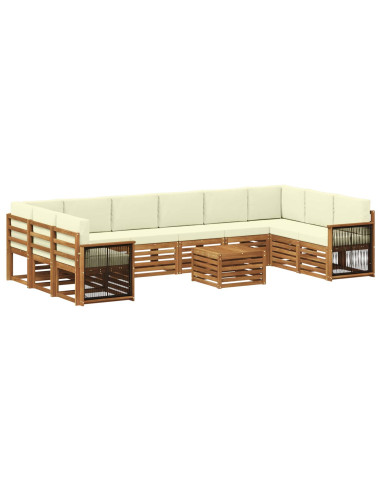Set di divani da esterno con cuscino 8 pcs Naturale e Crema