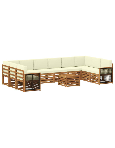 Set di divani da esterno con cuscino 8 pcs Naturale e Crema