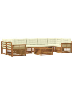 Set di divani da esterno con cuscino 8 pcs Naturale e Crema