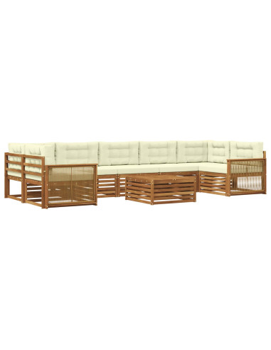 Set di divani da esterno con cuscino 8 pcs Naturale e Crema