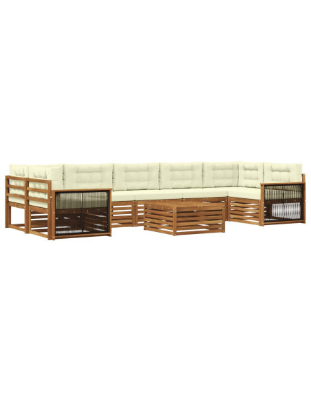 Set di divani da esterno con cuscino 8 pcs Naturale e Crema