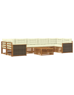 Set di divani da esterno con cuscino 8 pcs Naturale e Crema