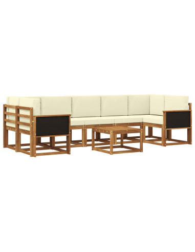 Set di divani da esterno con cuscino 6 pcs Naturale e Crema