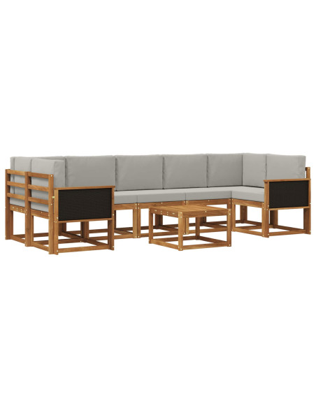 Set di divani da esterno 6 pcs Naturale e Grigio Chiaro