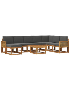 Set di divani da esterno con cuscino 9 pcs Naturale e Antracite
