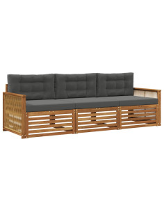 Set di divani da esterno con cuscino 3 pcs Naturale e Antracite