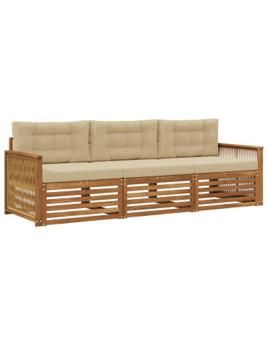 Set di divani da esterno con cuscino 3 pcs Naturale e Beige