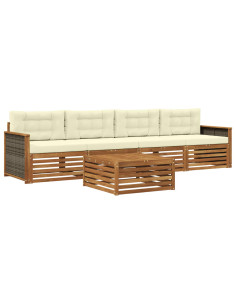 Set di divani da esterno con cuscino 5 pcs Naturale e Crema