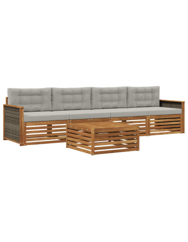 Set di divani da esterno 5 pcs Naturale e Grigio Chiaro
