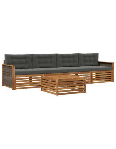 Set di divani da esterno con cuscino 5 pcs Naturale e Antracite