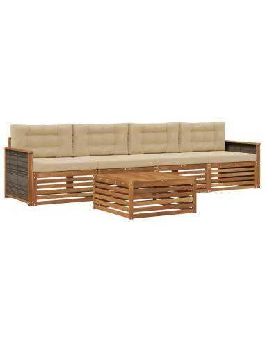 Set di divani da esterno con cuscino 5 pcs Naturale e Beige